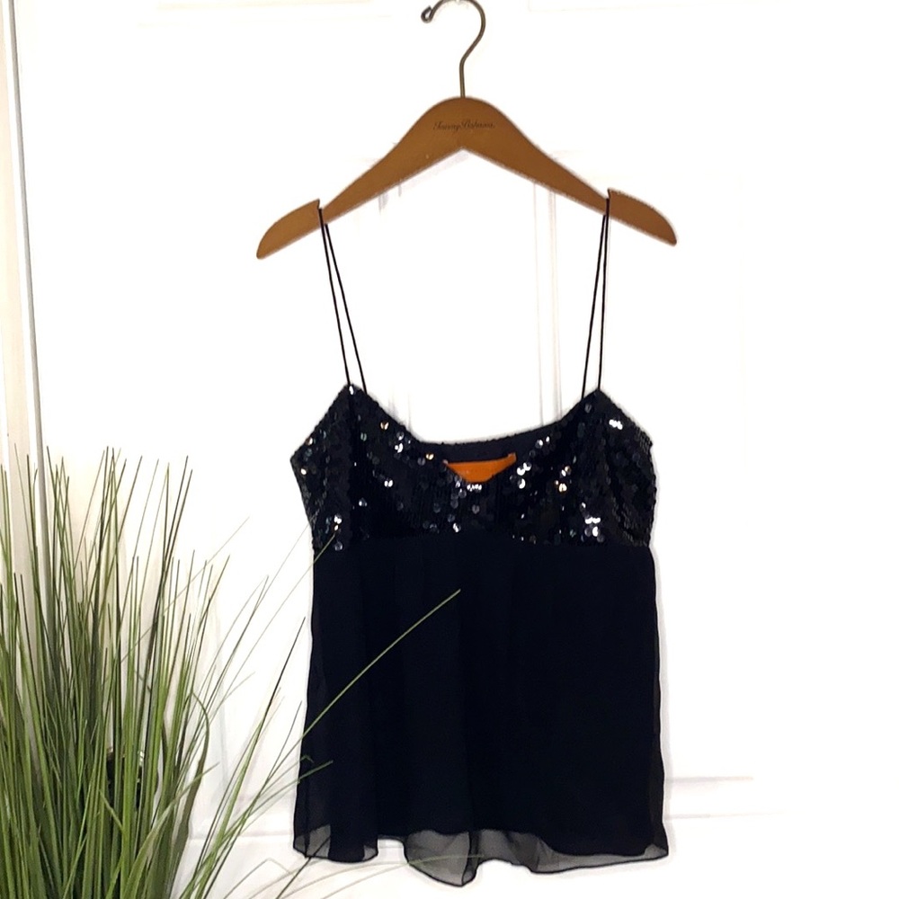 CYNTHIA STEFFE 100% Silk Black Sparkle Top 4